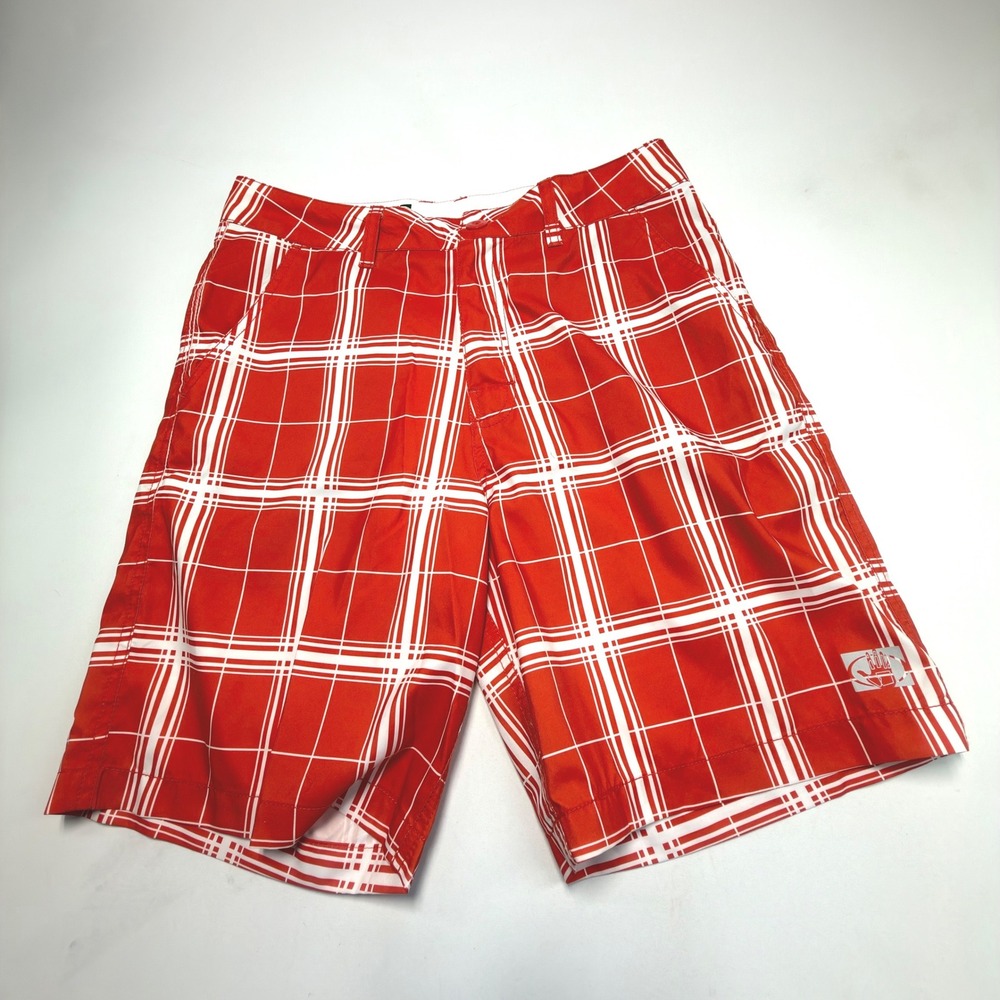 Body Glove Amphibious Board Shorts Mens 30‎ Orange Plaid Swim Trunks NWT